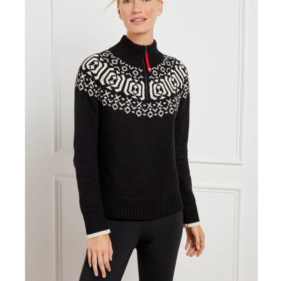 Talbots Sweaters - T By Talbots Size Large Half Zip Sweater Wintery Geo Fair Isle NWT